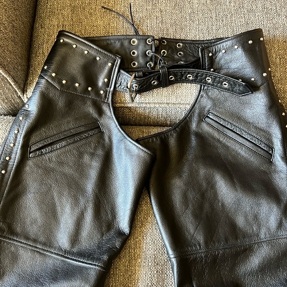 Womens Leather Studded Chaps - Picture 1 of 5